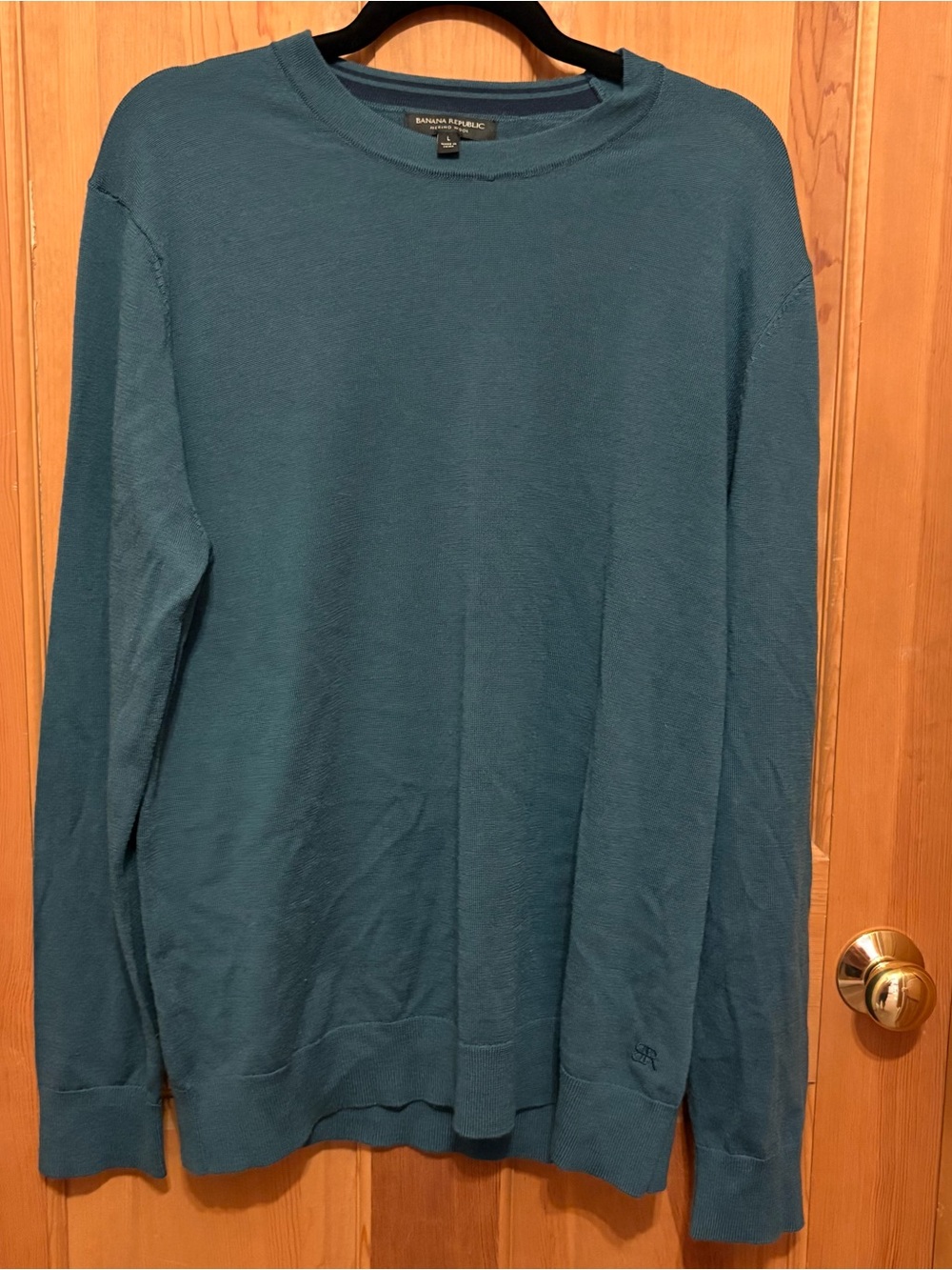 Banana Republic Men's Teal Blue 100% Merino Wool Crewneck Sweater